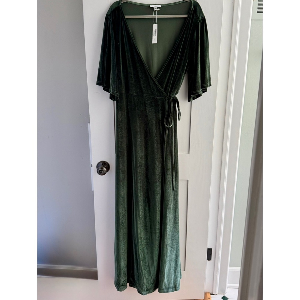 Baltic Born Meghan Velvet Wrap Maxi Dress in Deep Green